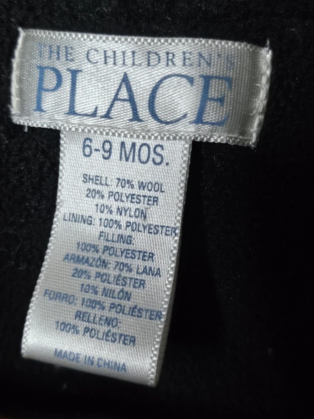 Baby Boy Infant Childrens Place Gray Wool Blend Zip Button Pea Coat Hooded 6-9M